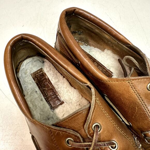 GOOD Rancourt & Co x Polo Ralph Lauren Natural Brown Boat Shoe Fleece Lined 12 D main image 9
